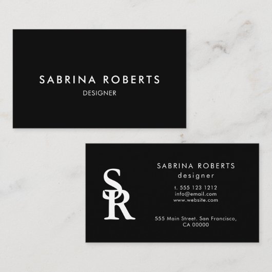 Carte De Visite Minimalist Business Card Elegant Black and White (Devant / Derrière)