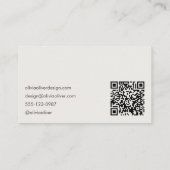 Carte De Visite Minimalist Calligraphy Brown Cream Modern QR Code (Dos)
