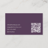 Carte De Visite Minimalist Calligraphy Dark Purple Modern QR Code (Dos)