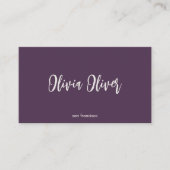 Carte De Visite Minimalist Calligraphy Dark Purple Modern QR Code (Devant)