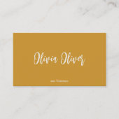 Carte De Visite Minimalist Calligraphy Mustard Modern QR Code (Devant)