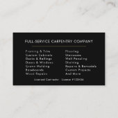 Carte De Visite Minimalist Carpenter Black Gold Modern (Dos)