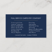 Carte De Visite Minimalist Carpenter Navy Blue Gold Modern (Dos)