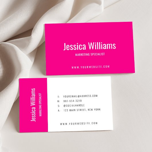 Carte De Visite Minimalist Customizable Professional Hot Pink
