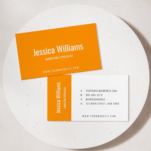 Carte De Visite Minimalist Customizable Professional Orange