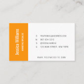 Carte De Visite Minimalist Customizable Professional Orange (Dos)