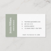 Carte De Visite Minimalist Customizable Professional Sage Green (Dos)