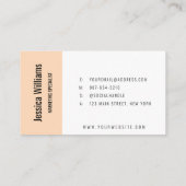 Carte De Visite Minimalist Customizable Professional Soft Peach (Dos)