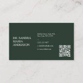 Carte De Visite Minimalist Dark Green Medical URL Code (Dos)