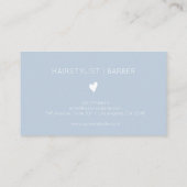 Carte De Visite Minimalist Dusty Blue White Heart Barber Name (Dos)