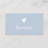 Carte De Visite Minimalist Dusty Blue White Heart Barber Name (Devant)