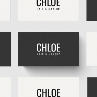 Carte De Visite Minimalist Elegant Dark Grey White Bold Beauty