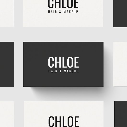 Carte De Visite Minimalist Elegant Dark Grey White Bold Beauty