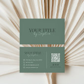 Carte De Visite Minimalist Elegant Modern Sage Green QR Code