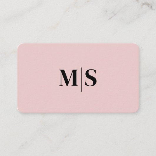 Carte De Visite Minimalist Elegant Pink Monogram Initial Executive (Devant)