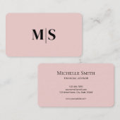 Carte De Visite Minimalist Elegant Pink Monogram Initial Executive (Devant / Derrière)