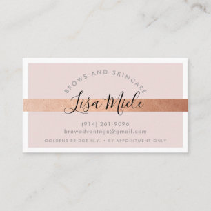 Carte De Visite MINIMALIST élégant rose or rayé rose vif