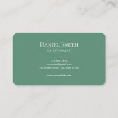Carte De Visite Minimalist Elegant Teal Green Initial Consultant (Dos)
