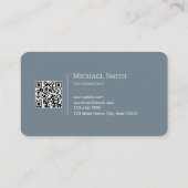 Carte De Visite Minimalist Elegant Teal Green Initials QR Code (Dos)