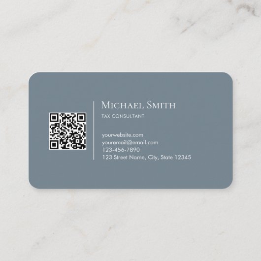 Carte De Visite Minimalist Elegant Teal Green Initials QR Code (Dos)