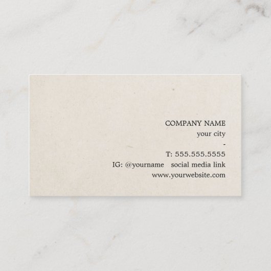 Carte De Visite Minimalist Elegant Texture Beige Black Bold (Dos)