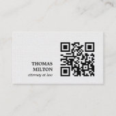 Carte De Visite Minimalist Elegant Texture White Black QR Code (Devant)