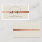 Carte De Visite MINIMALIST élégante crème d'ivoire rayée rose (Devant / Derrière)