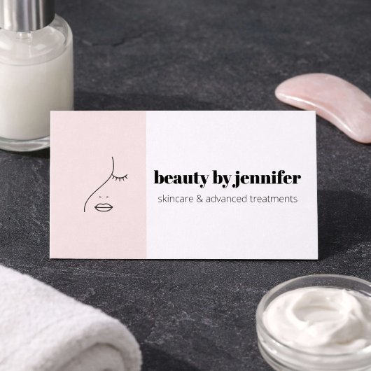 Carte De Visite Minimalist Face Logo Esthetician Blush Pink