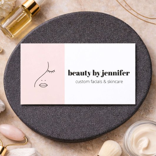 Carte De Visite Minimalist Face Logo Facialist Blush Pink