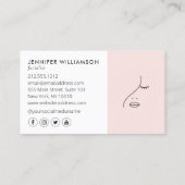 Carte De Visite Minimalist Face Logo Facialist Blush Pink (Dos)