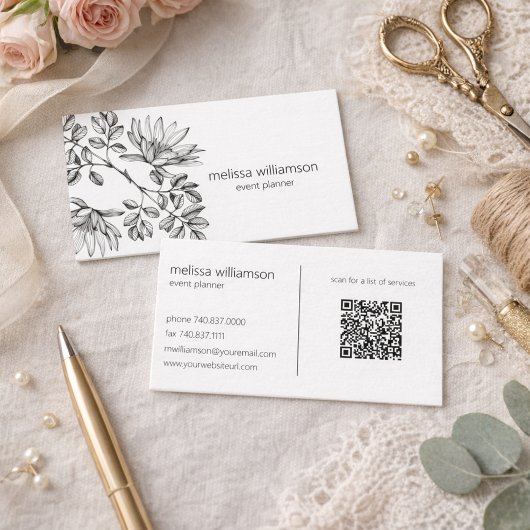 Carte De Visite Minimalist Foliage QR Code 