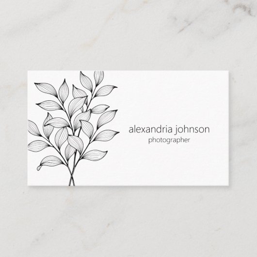 Carte De Visite Minimalist Foliage with QR Code  (Devant)