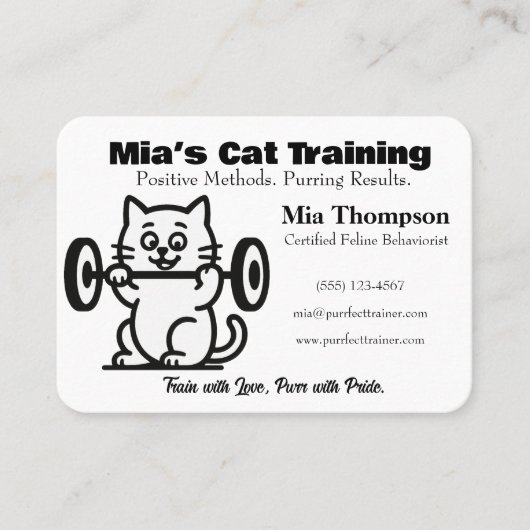 Carte De Visite Minimalist Funny Cat Trainer Business Card  (Devant)