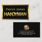 Carte De Visite Minimalist Gold Handyman Signage Frame (Devant / Derrière)