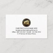 Carte De Visite Minimalist Gold Handyman Tools Line (Dos)