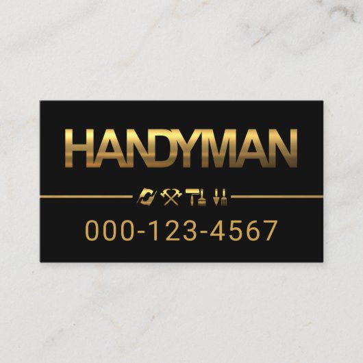 Carte De Visite Minimalist Gold Handyman Tools Line (Devant)