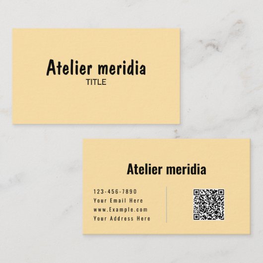 Carte De Visite Minimalist Gold  with QR Code (Devant / Derrière)