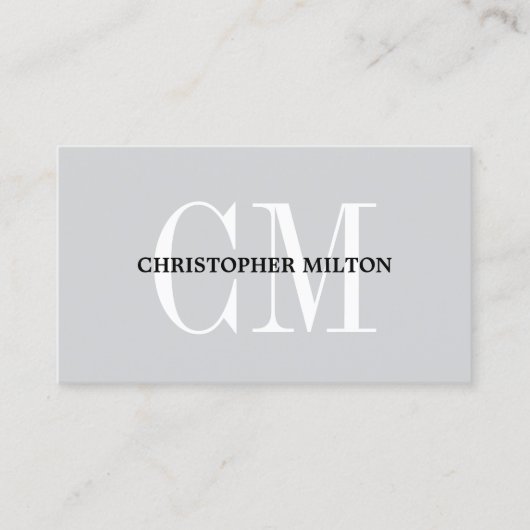 Carte De Visite Minimalist Grey Bold Monogram QR code Consultant (Devant)