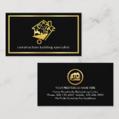 Carte De Visite Minimalist Handyman Tools In Gold Frame (Devant / Derrière)