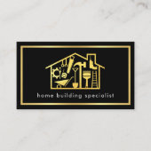 Carte De Visite Minimalist Handyman Tools In Gold Frame (Devant)