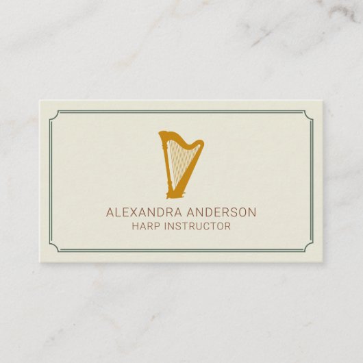 Carte De Visite Minimalist Harp Instructor (Devant)