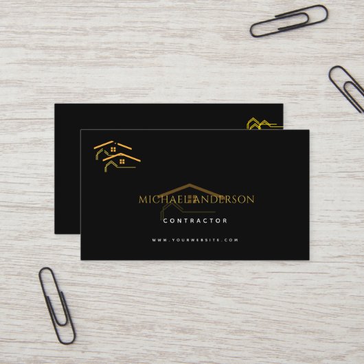 Carte De Visite Minimalist Home Building Construction Luxe Busines (Devant/Arrière en situation)