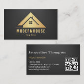 Carte De Visite Minimalist Home Building Construction Luxe QR Code (Devant / Derrière)