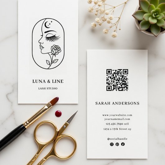 Carte De Visite Minimalist Lash Artist Business Card with QR Code 