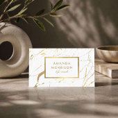 Carte De Visite Minimalist Life Coach Gold Marble White