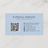 Carte De Visite Minimalist Light Blue QR Code Professional Elegant (Dos)