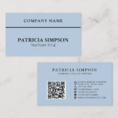 Carte De Visite Minimalist Light Blue QR Code Professional Elegant (Devant / Derrière)