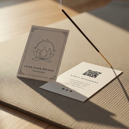 Carte De Visite Minimalist Lotus Moon Yoga Instructor 