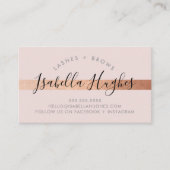 Carte De Visite MINIMALIST luxe faux rose or rayé rose (Devant)