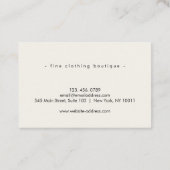 Carte De Visite Minimalist Luxury Boutique Ivory (Dos)